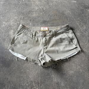 Levi's Low Rise Cut Off Shorts Womens 6 Green Faded Stretch Summer 2" Waist 30